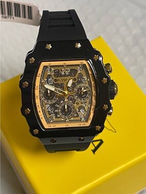 Invicta Racing Valxor Unisex Watch - 40mm, Black & Gold (69771) New